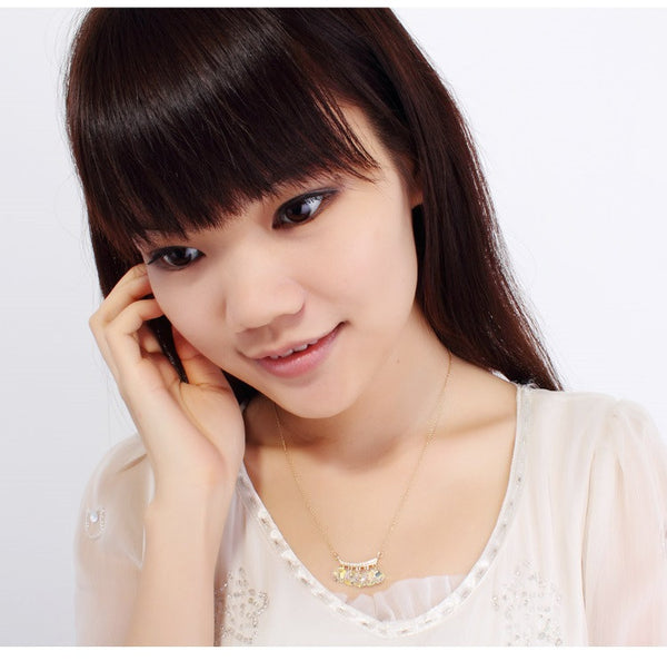 NLFA038 Charm Five-Circle-Link Pendant Necklace