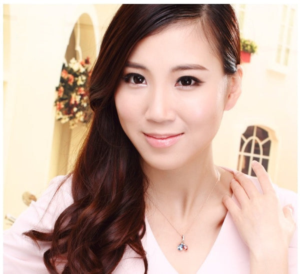 NLFA102 Fashion Double Linked Water Drops Pendant Necklace