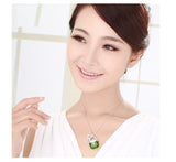 NLFA185 Charm Green Jade Lock Pendant Necklace