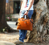 Vintage Solid Brown Crossbody Briefcase