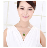 NLFA185 Charm Green Jade Lock Pendant Necklace