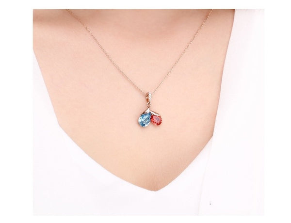 NLFA102 Fashion Double Linked Water Drops Pendant Necklace
