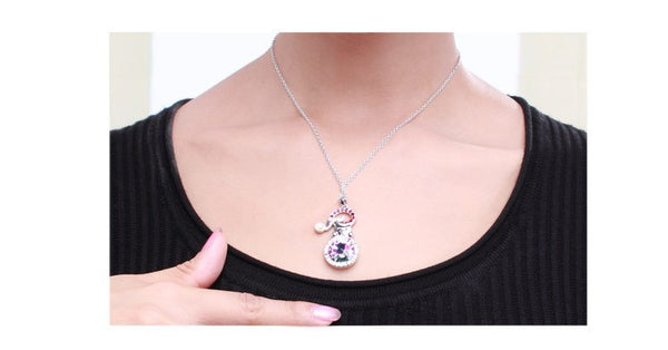 NLFA298 Charm Christmas Snow Man Pendant Necklace