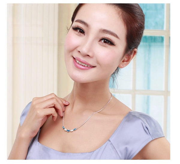 NLFA314 Trendy Five Linked Water Drops Pendant Necklace