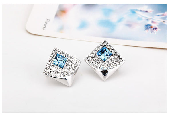 ERFA017 Trendy Charm Rectangular Fan Stud Earrings