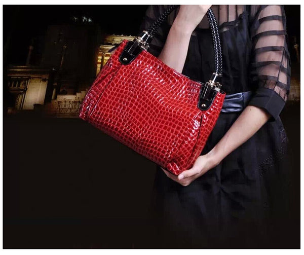 Crocodile Grain European Style Mesh Tote Bag