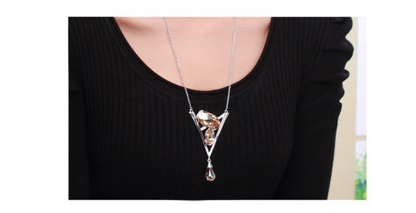 NLFA309 Trendy Charm Stones Pendant Necklace Sweater Chain