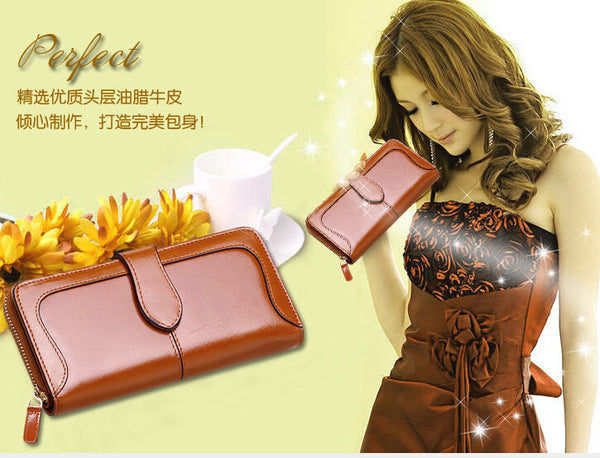 Fashion Solid Long Size Brown Wallet