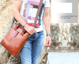 Vintage Durable Roomy Solid Brown Messenger