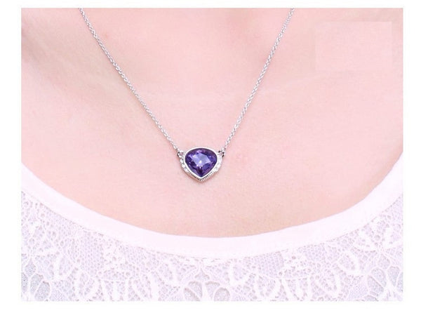 NLFA175 Charm Purple Listening Rabbit Pendant Necklace