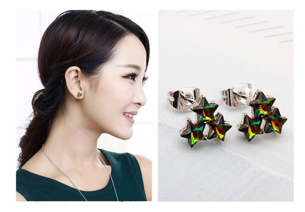 ERFA222 Fashion Charm Triangle of Stars Stud Earrings