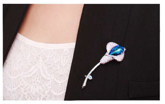 JRFBC003 Fashion Charm Blue Rose Brooch