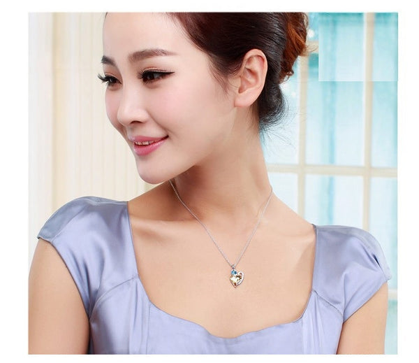 NLFA310 Trendy Lovely Kitty with Heart Pendant Necklace