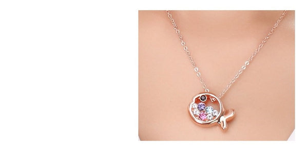 NLFA262 Charm Bubbling Fish Pendant Necklace