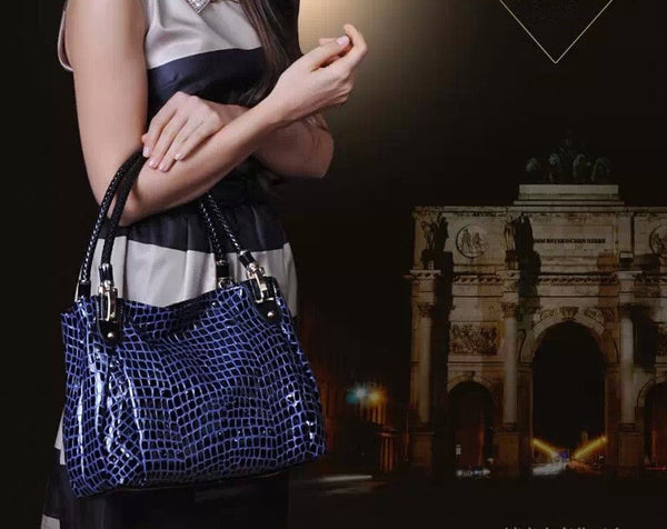 Crocodile Grain European Style Mesh Tote Bag