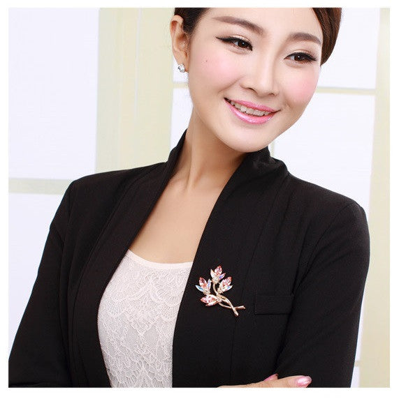 JRFBC010 Fashion Charm Big Branch Of Flower Brooch