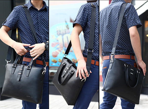 Fashion Solid Roomy Black Briefcase