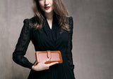 Fashion Solid Long Size Brown Wallet
