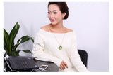 NLFA242 Fashion Blossoming Jade Charm Pendant Necklace Sweater Chain