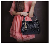 Crocodile Grain European Style Mesh Tote Bag