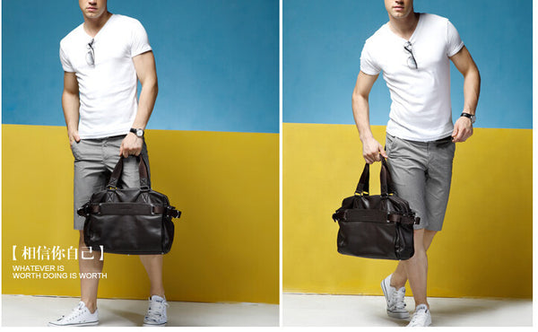 Fashion Solid Durable Brown Duffle Travel Bag