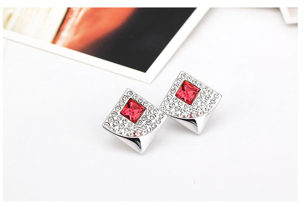 ERFA017 Trendy Charm Rectangular Fan Stud Earrings