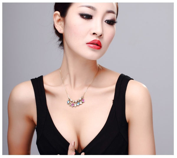 NLFA086 Fancy Linked Water Drops Pendant Necklace