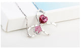 NLFA206 Charm Flower Double Heart Pendant Necklace