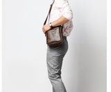 Vintage Solid Roomy Brown Messenger