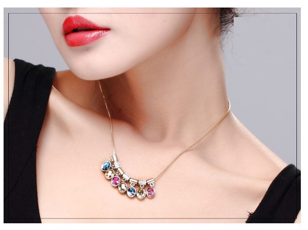 NLFA086 Fancy Linked Water Drops Pendant Necklace