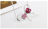 NLFA206 Charm Flower Double Heart Pendant Necklace