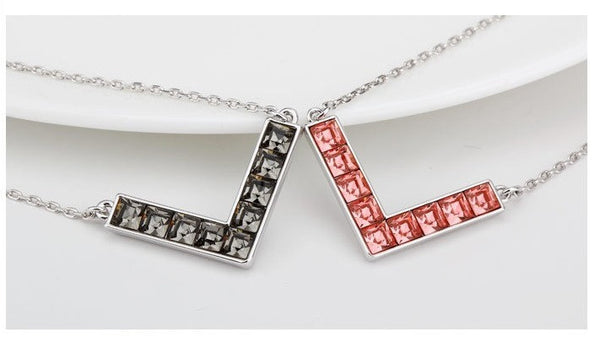 NLFA226 Charm Rectangle Rainbow Pendant Necklace