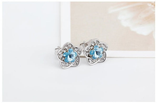 ERFA201 Fashion Charm Water Lily Stud Earrings