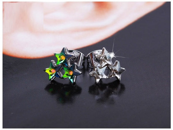 ERFA222 Fashion Charm Triangle of Stars Stud Earrings