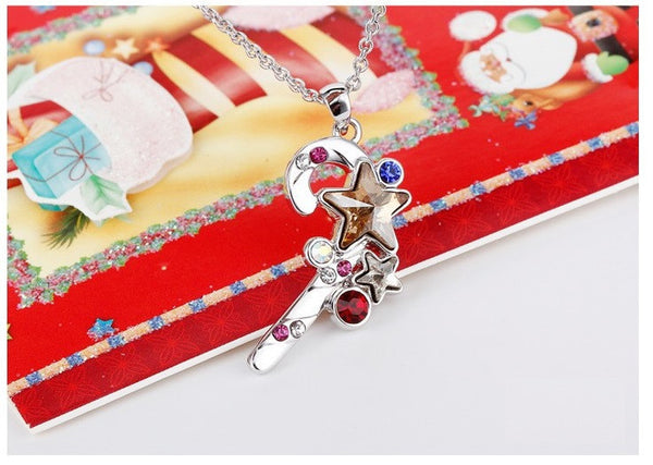 NLFA296 Charm Santa's Magic Wand Pendant Necklace