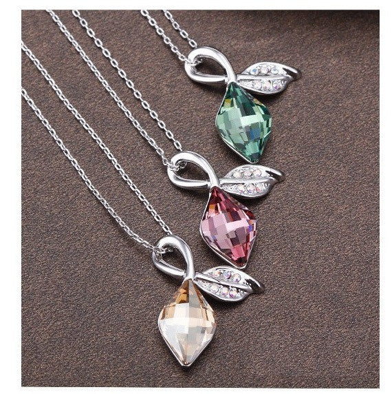 NLFA299 Charm Double Leaves Pendant Necklace