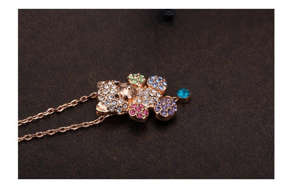 NLFA286 Charm Colorful Bear Pendant Necklace