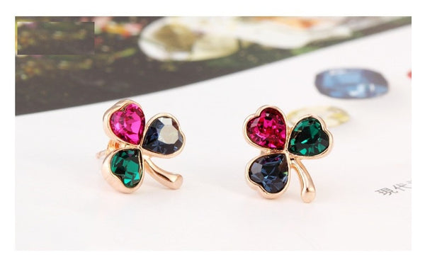 ERFA080 Fashion Charm Three-leaf Flower Stud Earrings