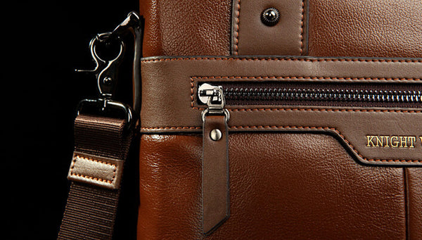 Charm Durable Solid Brown Briefcase Messenger