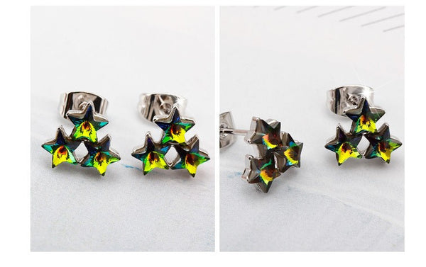 ERFA222 Fashion Charm Triangle of Stars Stud Earrings