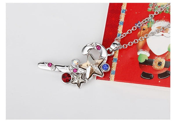 NLFA296 Charm Santa's Magic Wand Pendant Necklace