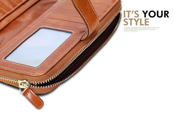 Fashion Solid Long Size Brown Wallet