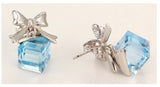 ERFA081 Fashion Charm Water Cube with Ties Stud Earrings