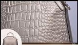 Crocodile Grain Pebbled Edge Tote Crossbody Bag