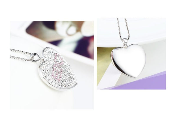 NLFA193 Charm Big Glittery Loving Heart Pendant Necklace