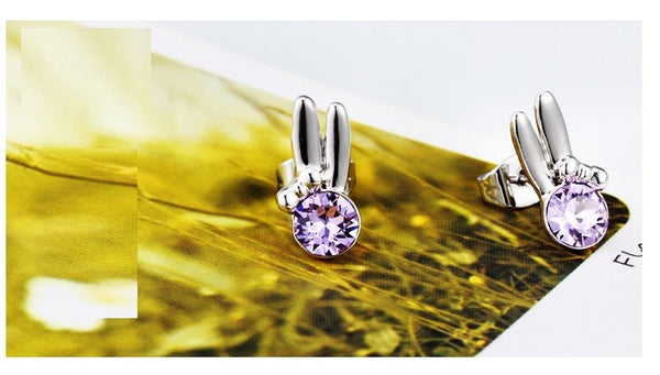 ERFA194 Fashion Charm Jade Rabbit Stud Earrings