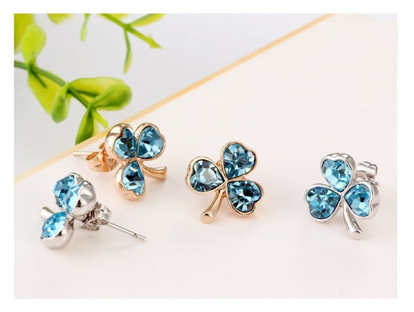 ERFA080 Fashion Charm Three-leaf Flower Stud Earrings