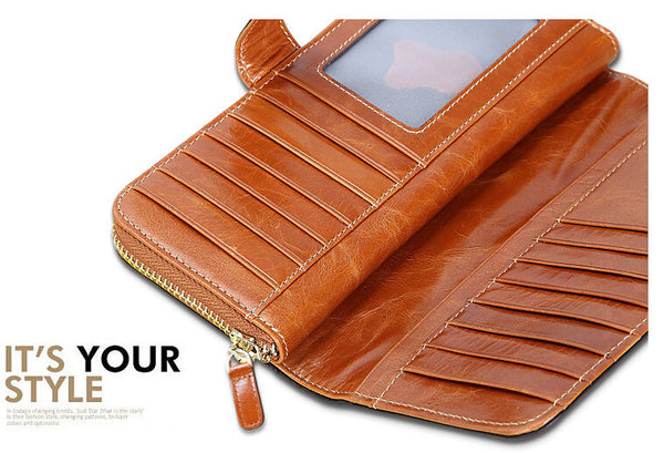 Fashion Solid Long Size Brown Wallet