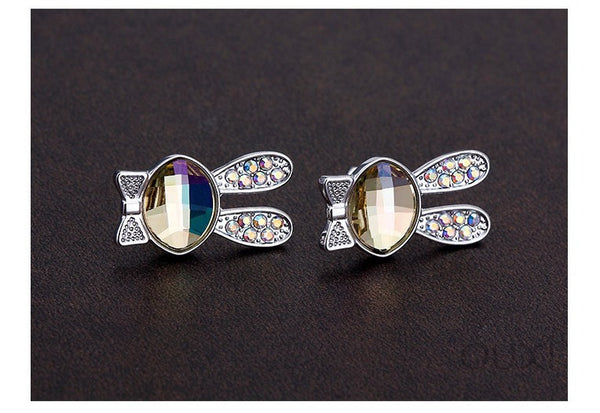 ERFA220 Fashion Charm Rabbit with Long Ears Stud Earrings
