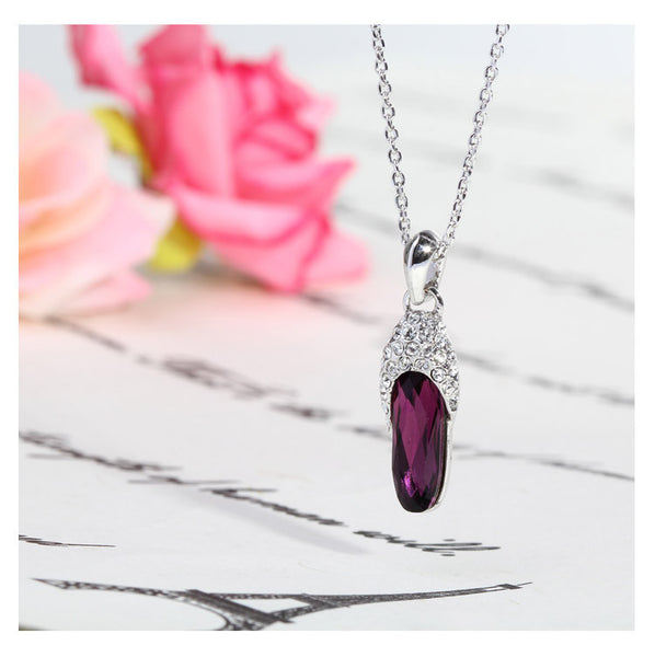 NLFA043 Charm Crystal Shoe Pendant Necklace